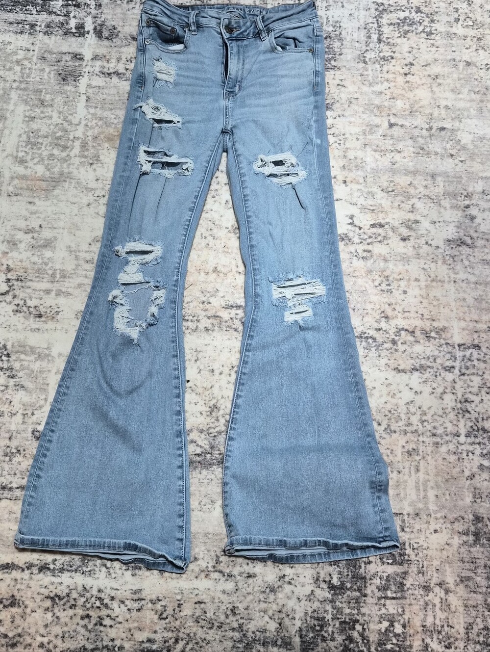 Light Blue Distressed Flared Women's Jeans American Eagle